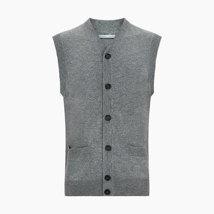 Ash Grey V-neck Sleeveless Cardigan Image 3