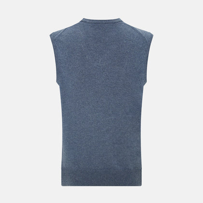 Avio Blue Cashmere V-neck Vest Image 2