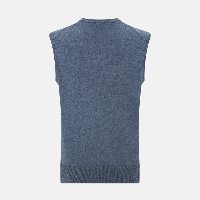 Avio Blue Cashmere V-neck Vest Image 2