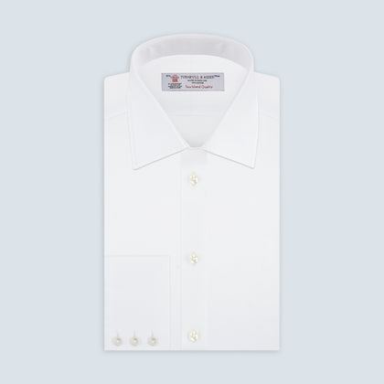 White Herringbone Sea Island Quality Cotton Fabric Image 1