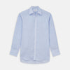 View 1 of product Turnbull & Asser's Pale Blue Check Linen Regular Fit Mayfair Shirt features a classic collar, front pocket, and buttoned cuffs—a breezy update to the traditional check shirt.
