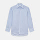 Turnbull & Asser's Pale Blue Check Linen Regular Fit Mayfair Shirt features a classic collar, front pocket, and buttoned cuffs—a breezy update to the traditional check shirt.