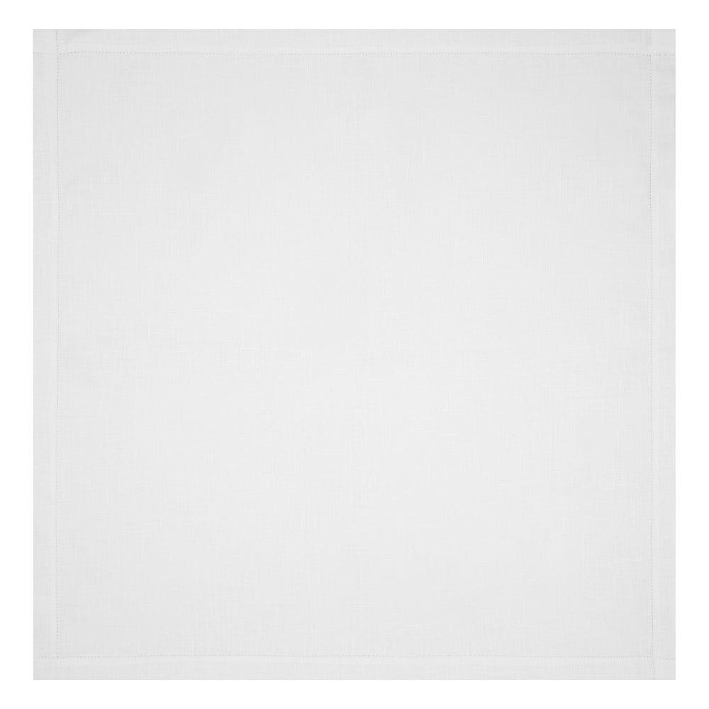 The Turnbull & Asser White Linen Handkerchief, elegantly folded with a corner turned down, evokes classic evening jacket style and is shown against a plain white background.