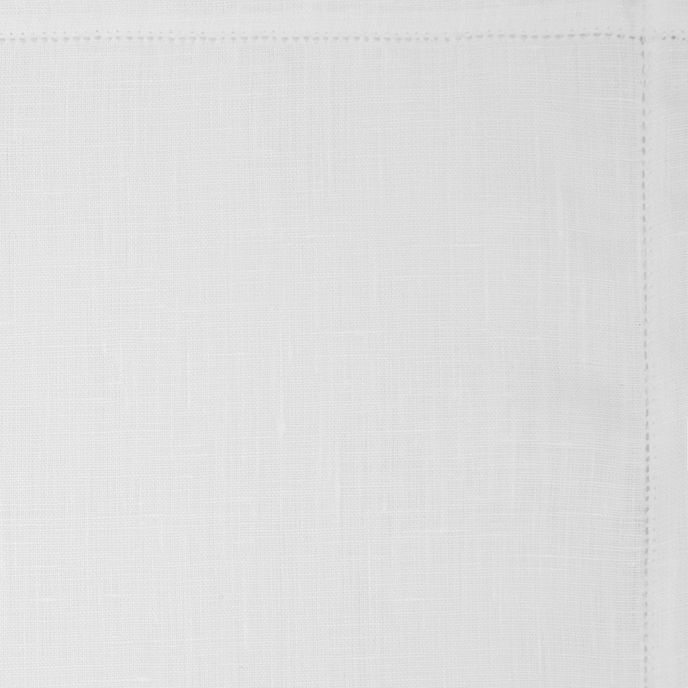 The Turnbull & Asser White Linen Handkerchief, elegantly folded with a corner turned down, evokes classic evening jacket style and is shown against a plain white background.