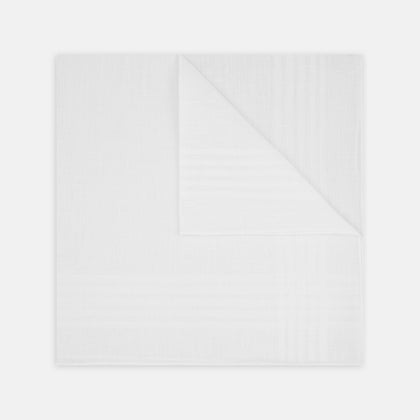 White Cross Stripe Hand-Rolled Linen Handkerchief