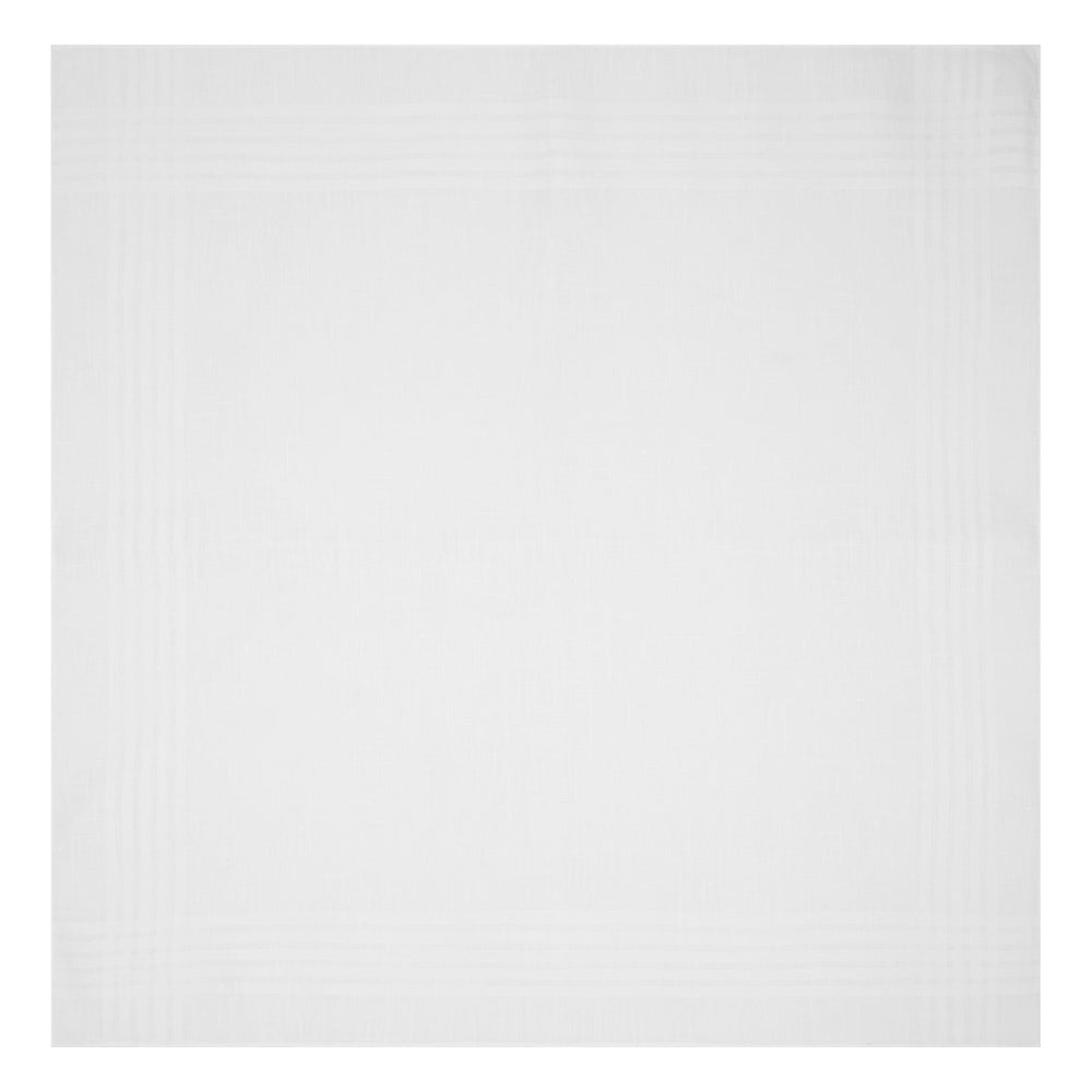 The Turnbull & Asser White Cross Stripe Hand-Rolled Linen Handkerchief, featuring a simple design and lightweight fabric, is neatly displayed with a folded corner—ideal for slipping into a suit pocket and set against a white background.