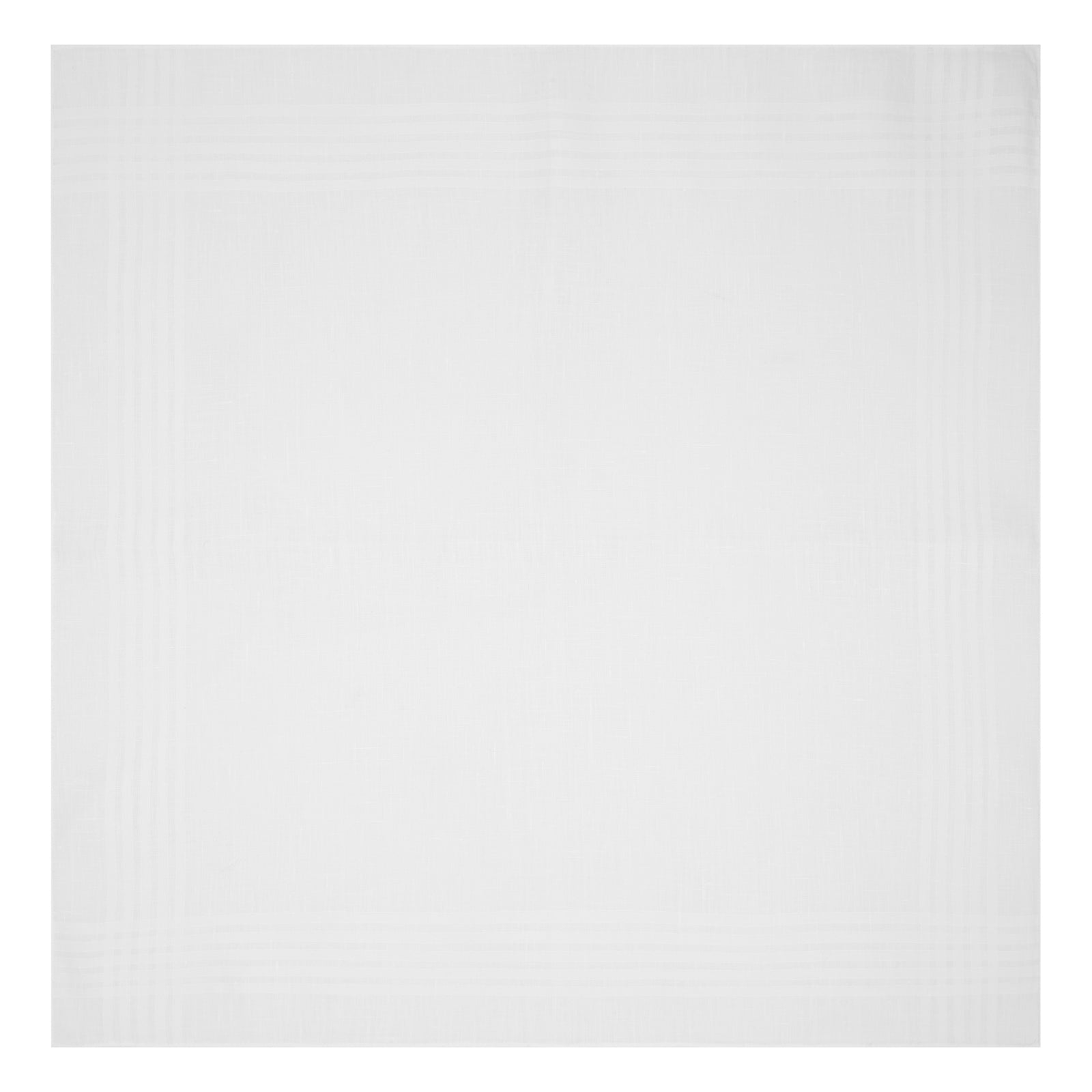 View 2 of product The Turnbull & Asser White Cross Stripe Hand-Rolled Linen Handkerchief, featuring a simple design and lightweight fabric, is neatly displayed with a folded corner—ideal for slipping into a suit pocket and set against a white background.