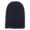 View 2 of product The Turnbull & Asser Navy Ribbed Cashmere Hat features a folded brim and is displayed on a plain white background.