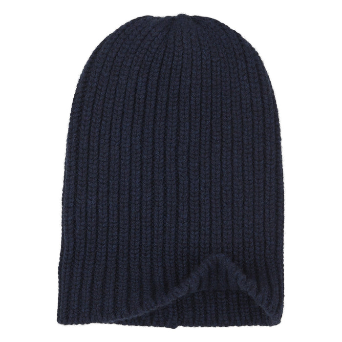 Navy Ribbed Cashmere Hat Image 1
