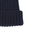 View 3 of product The Turnbull & Asser Navy Ribbed Cashmere Hat features a folded brim and is displayed on a plain white background.