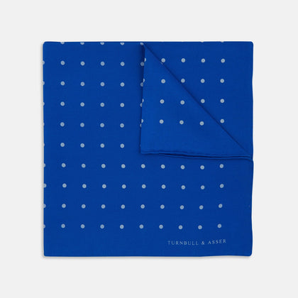 Royal Blue Spot Silk Pocket Square