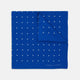 The Royal Blue Spot Silk Pocket Square by Turnbull & Asser features evenly spaced white polka dots and a branded corner, making it the perfect accessory to add flair to pinstripe suits.