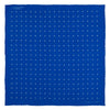 View 2 of product The Royal Blue Spot Silk Pocket Square by Turnbull & Asser features evenly spaced white polka dots and a branded corner, making it the perfect accessory to add flair to pinstripe suits.