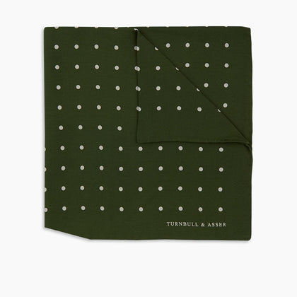 Olive Spot Silk Pocket Square Image 4