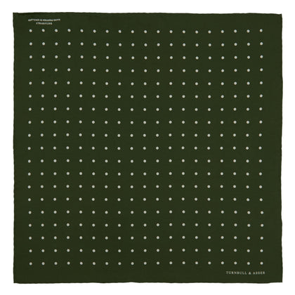 Olive Spot Silk Pocket Square Image 1