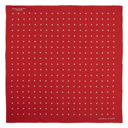 Red and White Spot Silk Pocket Square Image 1