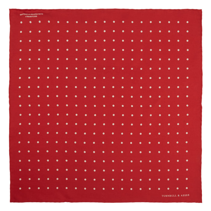 Red and White Spot Silk Pocket Square Image 1