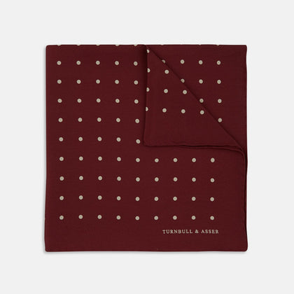 Burgundy Spot Silk Pocket Square