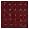 View 2 of product Add a touch of elegance with the Turnbull & Asser Burgundy Spot Silk Pocket Square, featuring white dots, a printed corner logo, and folded edging—a classic men’s accessory for any occasion.