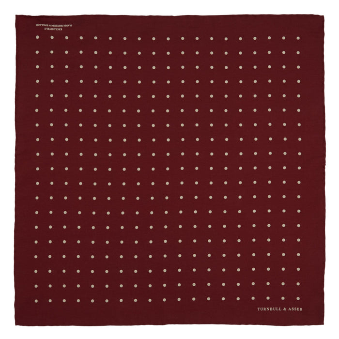 Burgundy Spot Silk Pocket Square Image 1