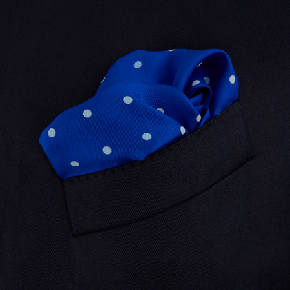 Bright Blue Spot Silk Pocket Square Image 1
