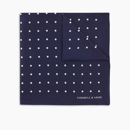Navy Spot Silk Pocket Square Image 4