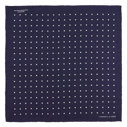 Navy Spot Silk Pocket Square Image 1