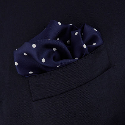 Navy Spot Silk Pocket Square Image 3