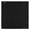 View 2 of product The Black Spot Silk Pocket Square by Turnbull & Asser features classic white polka dots on black silk, with the brand name printed in one corner and a stylish folded design.