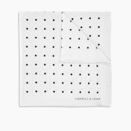 White and Black Spot Silk Pocket Square Image 4