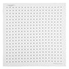 View 2 of product The Turnbull & Asser White and Black Spot Silk Pocket Square for men features evenly spaced black dots, a partial corner fold, and the brand name printed in black in the lower right corner.