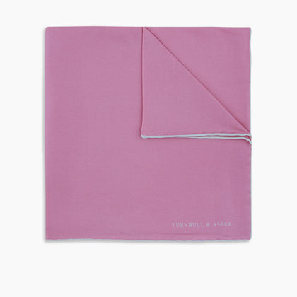 Pink and White Piped Silk Pocket Square Image 4