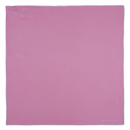 Pink and White Piped Silk Pocket Square Image 1