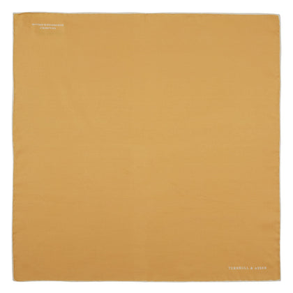 Gold and White Piped Silk Pocket Square Image 1