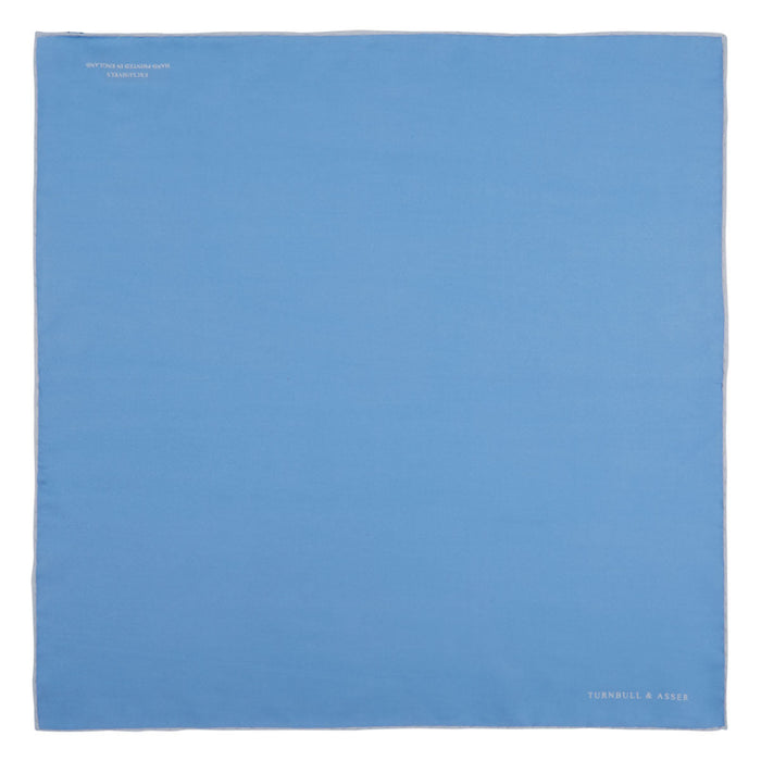 Blue and White Piped Silk Pocket Square Image 1