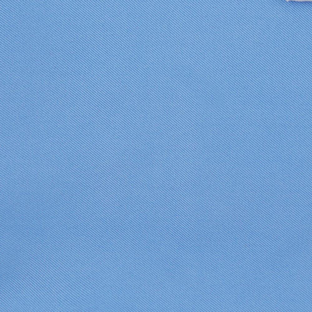 A Blue and White Piped Silk Pocket Square by Turnbull & Asser, neatly folded with the brand name in white on the lower right corner, displayed against a plain white background.