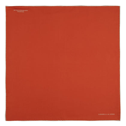 Dark Orange and White Piped Silk Pocket Square Image 1