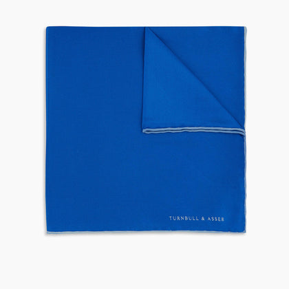 Royal Blue Piped Silk Pocket Square Image 4