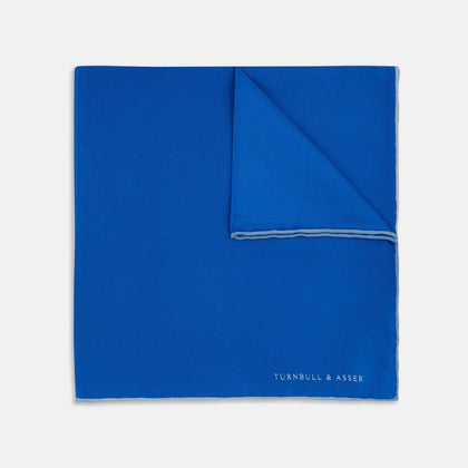 Royal Blue Piped Silk Pocket Square
