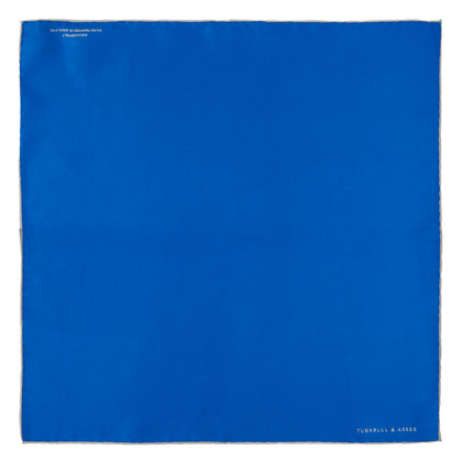 Royal Blue Piped Silk Pocket Square Image 1