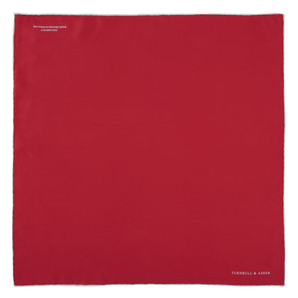 Red and White Piped Silk Pocket Square Image 1