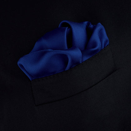 Dark Blue Piped Silk Pocket Square Image 3