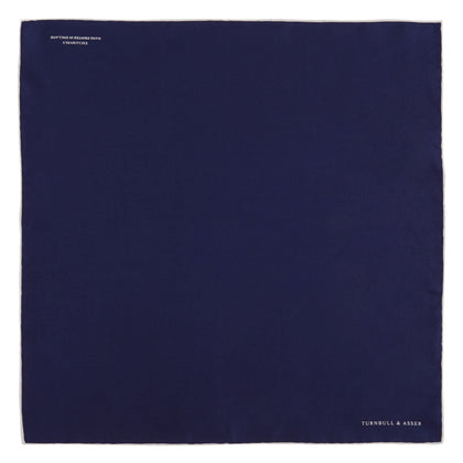 Navy and White Piped Silk Pocket Square Image 1