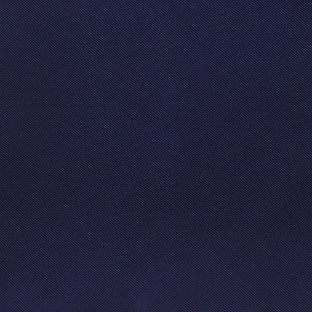 The Navy and White Piped Silk Pocket Square by Turnbull & Asser features white edging and partial corner folding, with the brand’s name printed in white near the lower edge.