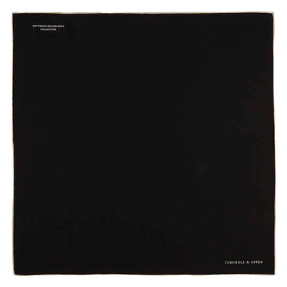 Black and White Piped Silk Pocket Square Image 1