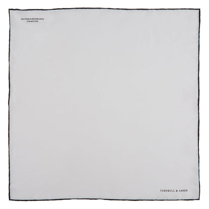 White and Black Piped Silk Pocket Square Image 1