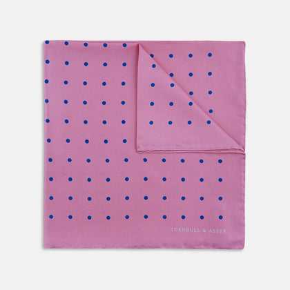 Rose and Blue Spot Silk Pocket Square