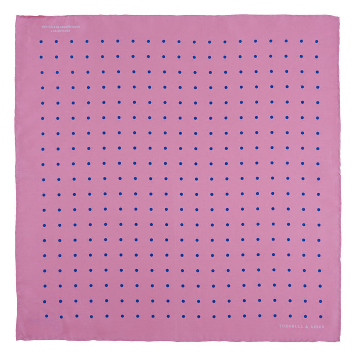 Rose and Blue Spot Silk Pocket Square Image 1