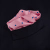 View 4 of product The Turnbull & Asser Rose and Blue Spot Silk Pocket Square features a pastel pink base with evenly spaced blue spots and a discreet white logo in one corner, finished with a slightly folded top for added flair.