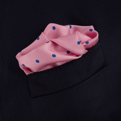 Rose and Blue Spot Silk Pocket Square Image 3